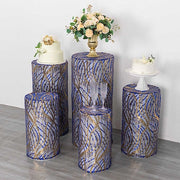 Wave Mesh Cylinder Display Box Stand Covers with Embroidered Sequins