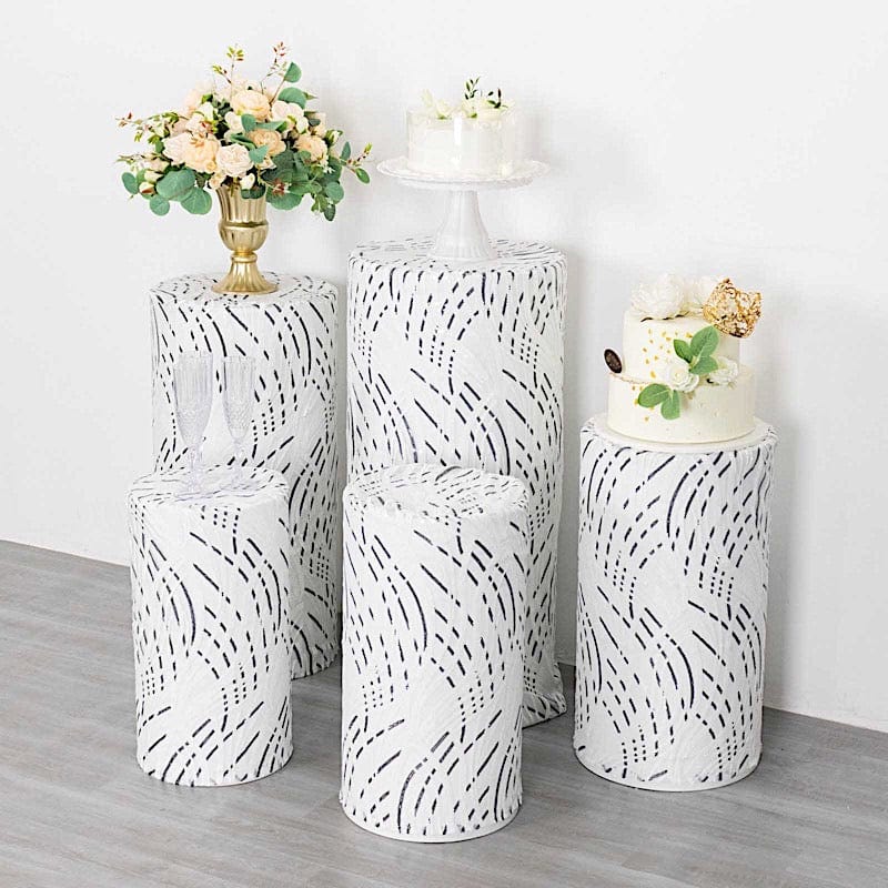 Wave Mesh Cylinder Display Box Stand Covers with Embroidered Sequins