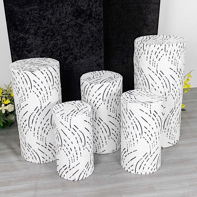 Wave Mesh Cylinder Display Box Stand Covers with Embroidered Sequins