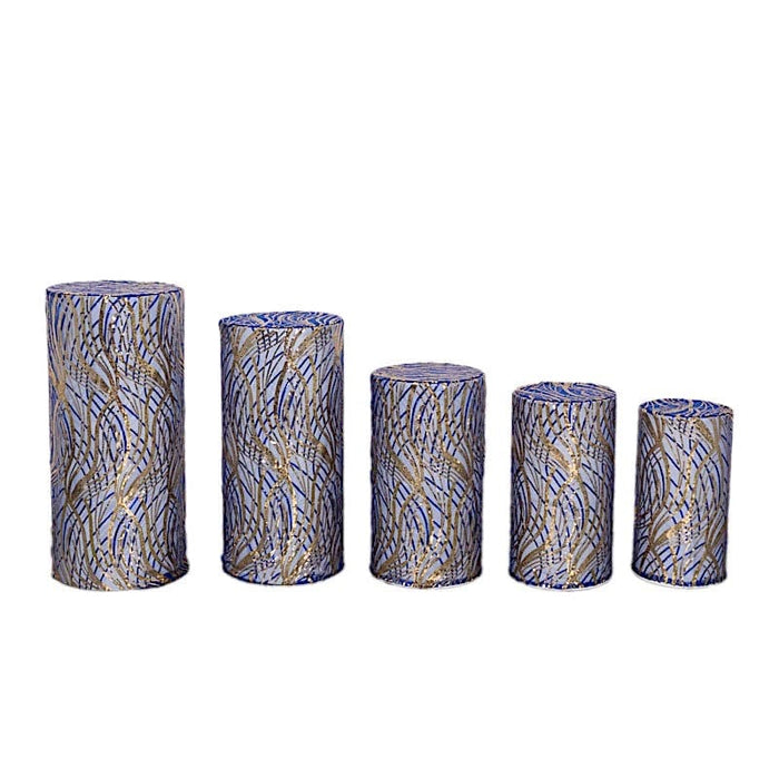 Wave Mesh Cylinder Display Box Stand Covers with Embroidered Sequins PROP_BOX_006_02_WAVE_RYGD