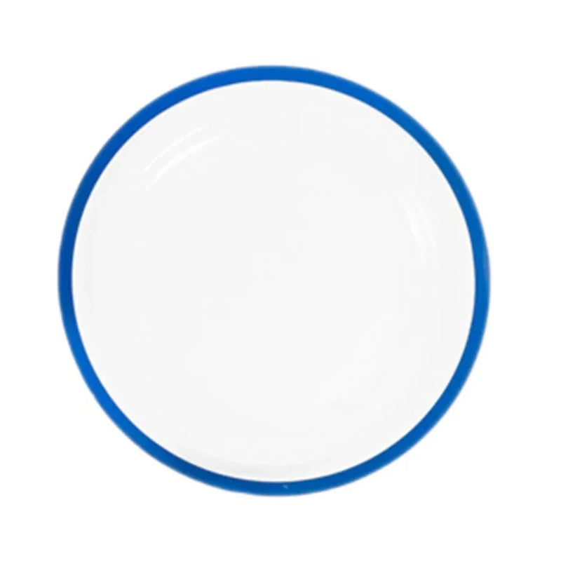 10 Round Plastic Salad Plates with Gold Rim - Disposable Tableware