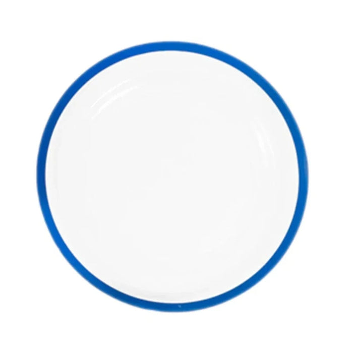 10 Round Plastic Salad Plates with Gold Rim - Disposable Tableware