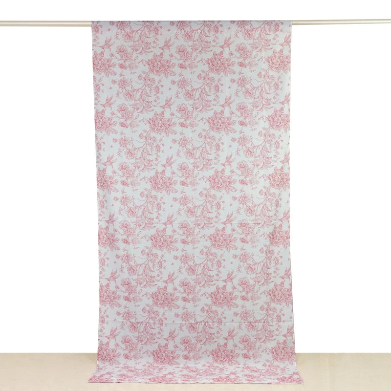 White French Toile Polyester Backdrop Drape Curtain with Rod Pockets