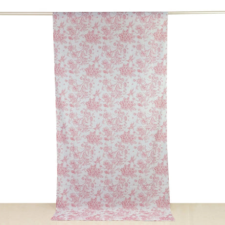 White French Toile Polyester Backdrop Drape Curtain with Rod Pockets
