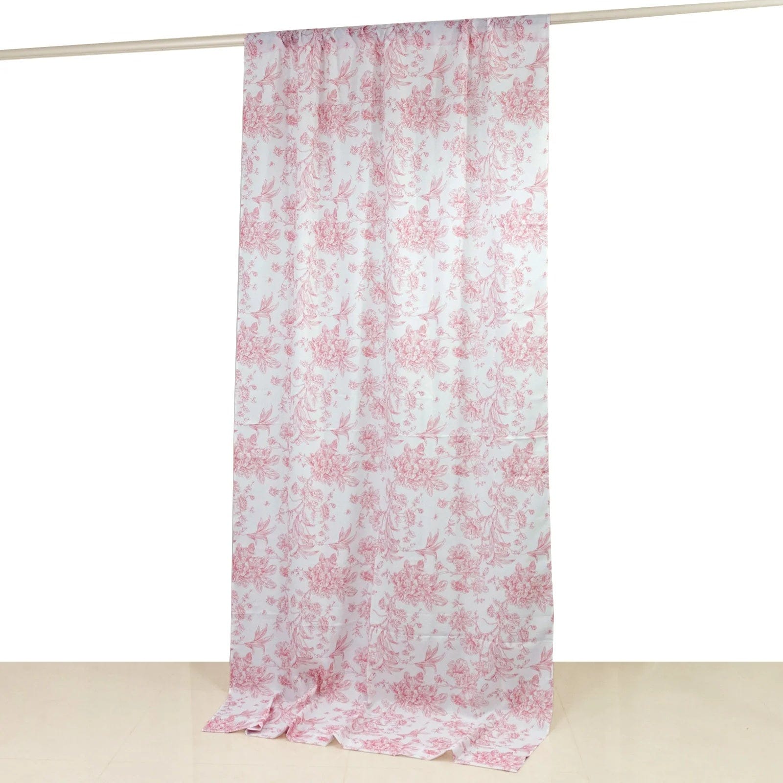 White French Toile Polyester Backdrop Drape Curtain with Rod Pockets