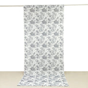 White French Toile Polyester Backdrop Drape Curtain with Rod Pockets