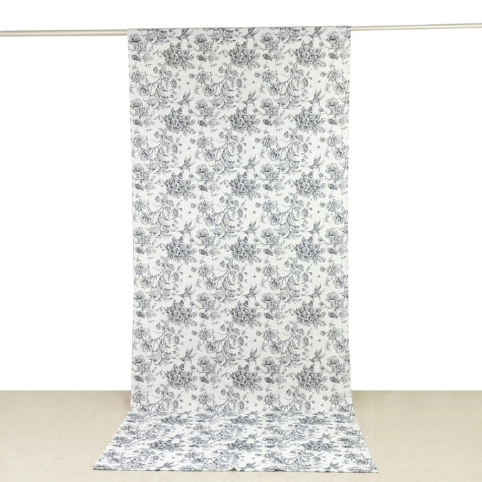 White French Toile Polyester Backdrop Drape Curtain with Rod Pockets