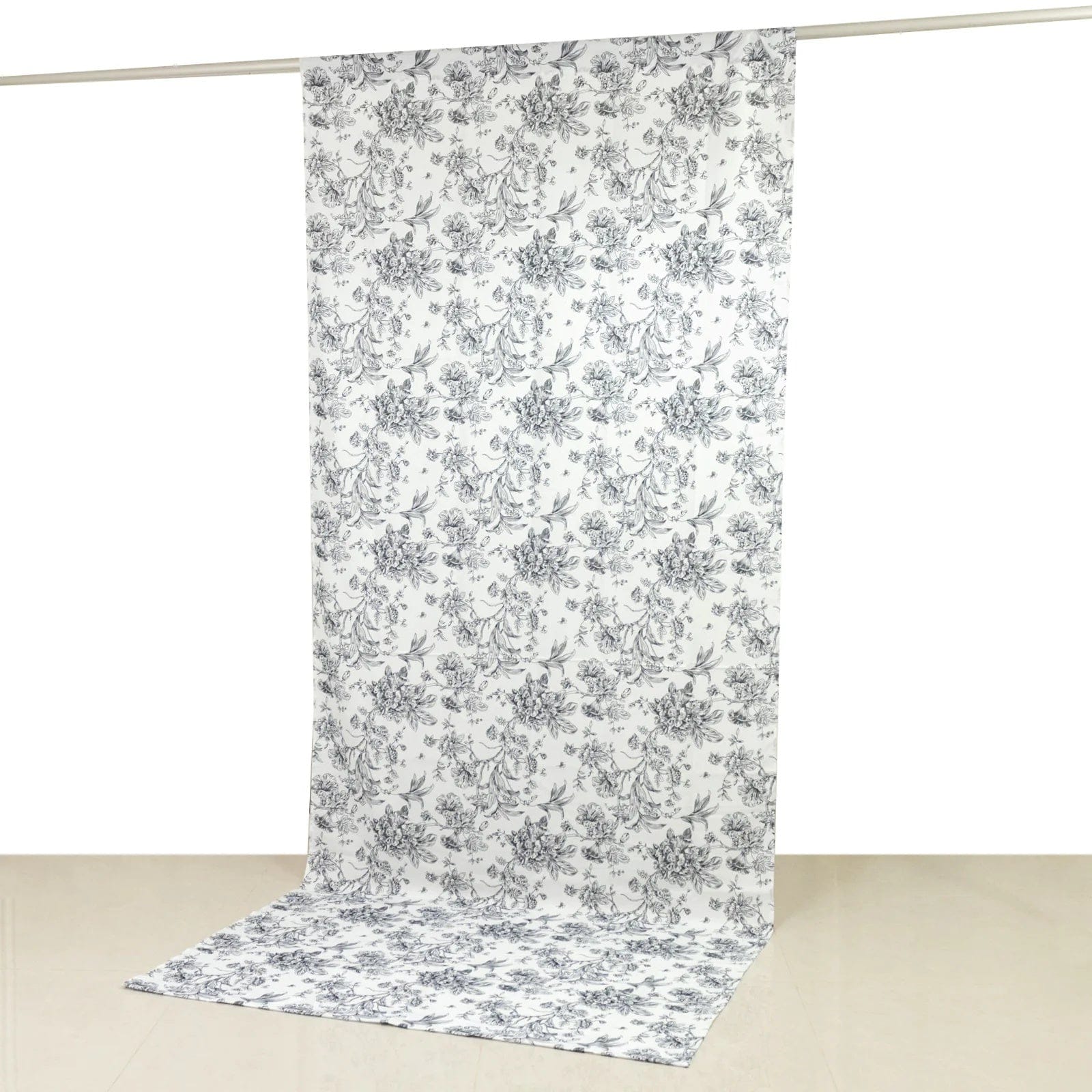 White French Toile Polyester Backdrop Drape Curtain with Rod Pockets
