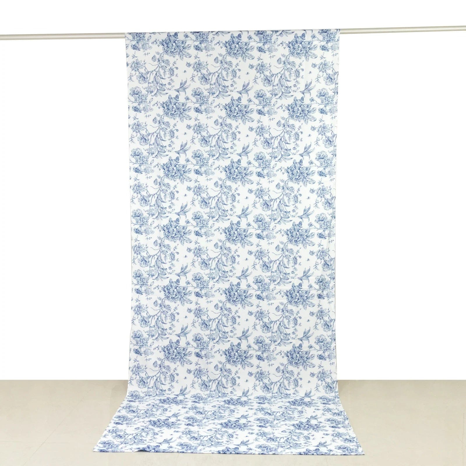 White French Toile Polyester Backdrop Drape Curtain with Rod Pockets
