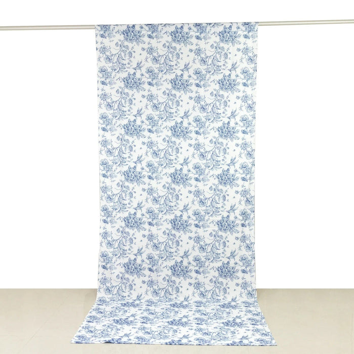 White French Toile Polyester Backdrop Drape Curtain with Rod Pockets