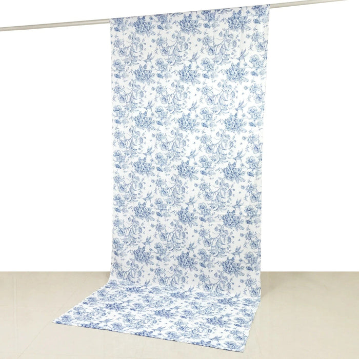White French Toile Polyester Backdrop Drape Curtain with Rod Pockets