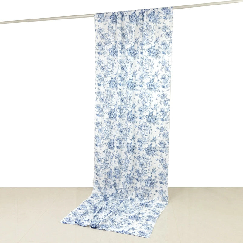 White French Toile Polyester Backdrop Drape Curtain with Rod Pockets
