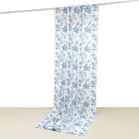 White French Toile Polyester Backdrop Drape Curtain with Rod Pockets
