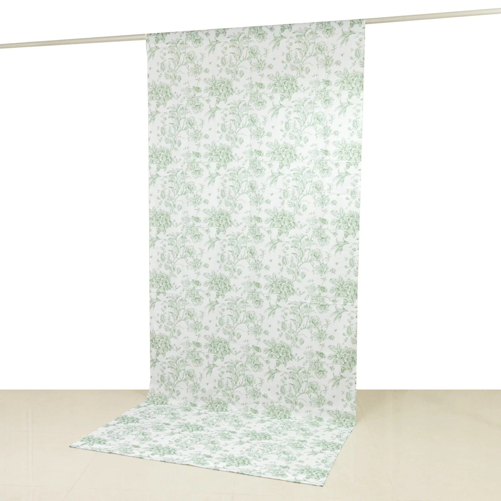White French Toile Polyester Backdrop Drape Curtain with Rod Pockets