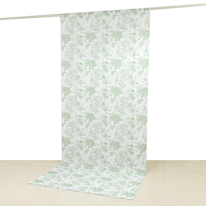 White French Toile Polyester Backdrop Drape Curtain with Rod Pockets