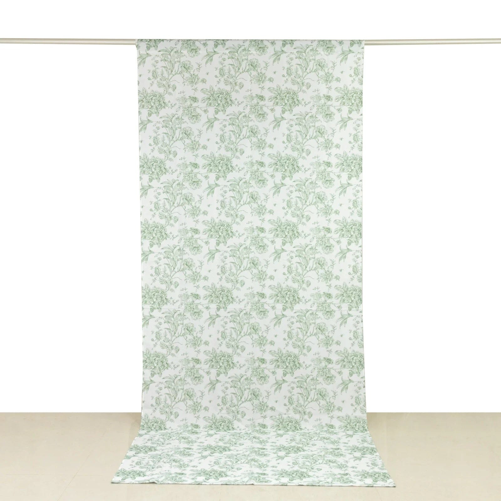 White French Toile Polyester Backdrop Drape Curtain with Rod Pockets
