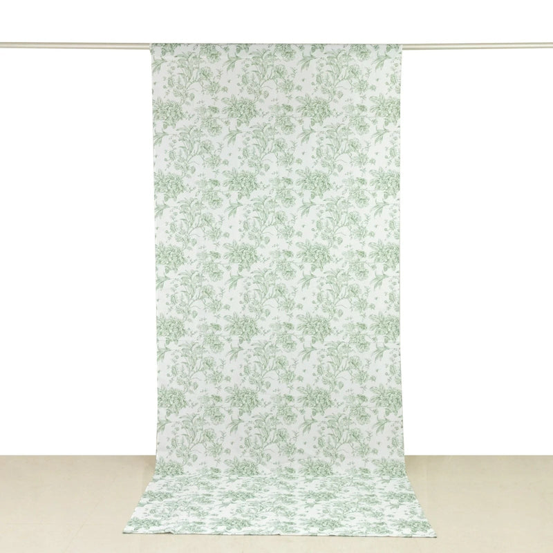 White French Toile Polyester Backdrop Drape Curtain with Rod Pockets