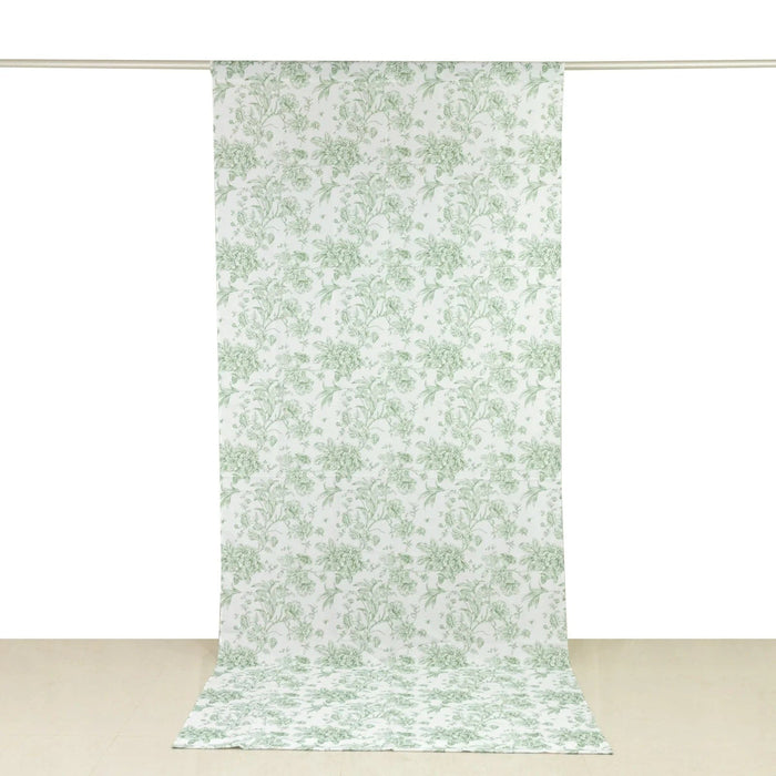 White French Toile Polyester Backdrop Drape Curtain with Rod Pockets