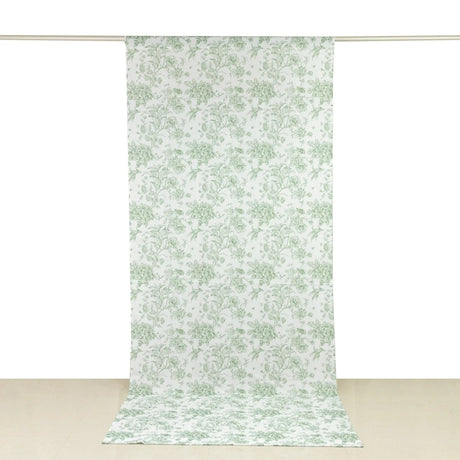 White French Toile Polyester Backdrop Drape Curtain with Rod Pockets