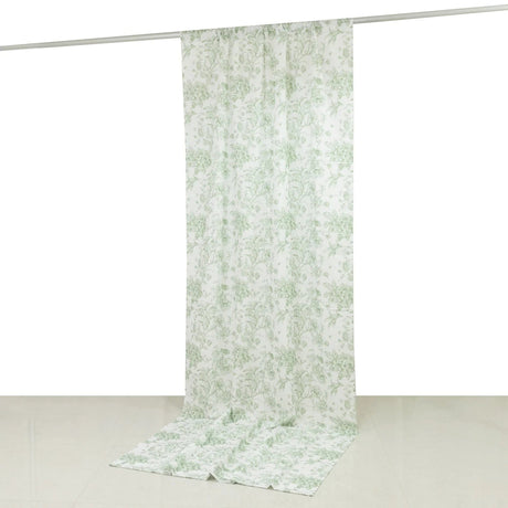 White French Toile Polyester Backdrop Drape Curtain with Rod Pockets