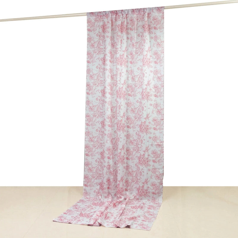 White French Toile Polyester Backdrop Drape Curtain with Rod Pockets