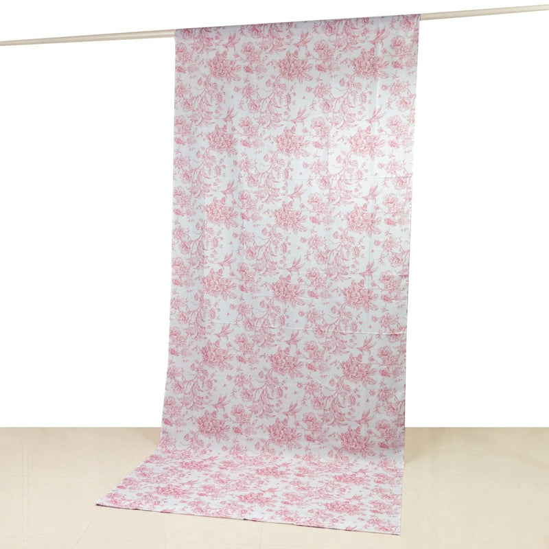 White French Toile Polyester Backdrop Drape Curtain with Rod Pockets