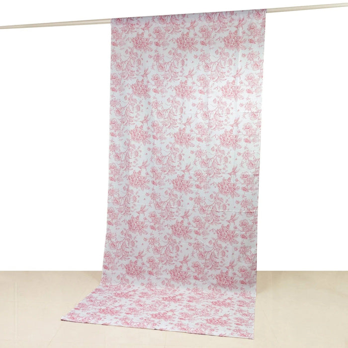 White French Toile Polyester Backdrop Drape Curtain with Rod Pockets