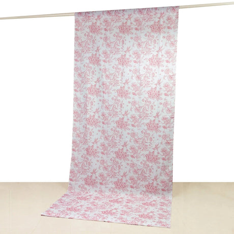 White French Toile Polyester Backdrop Drape Curtain with Rod Pockets