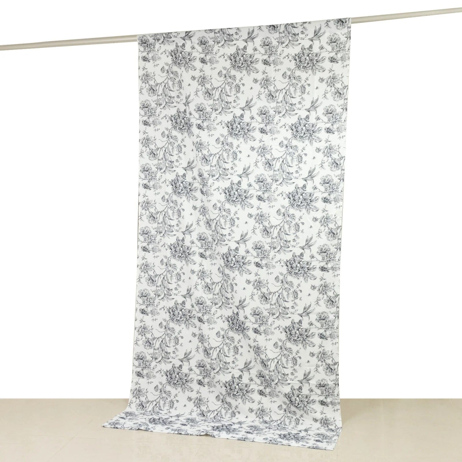 White French Toile Polyester Backdrop Drape Curtain with Rod Pockets