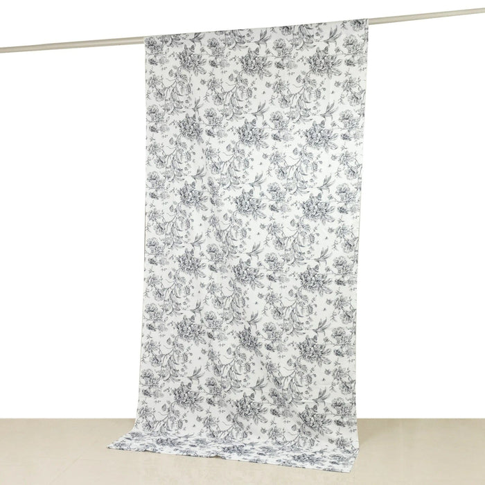 White French Toile Polyester Backdrop Drape Curtain with Rod Pockets