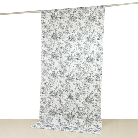 White French Toile Polyester Backdrop Drape Curtain with Rod Pockets