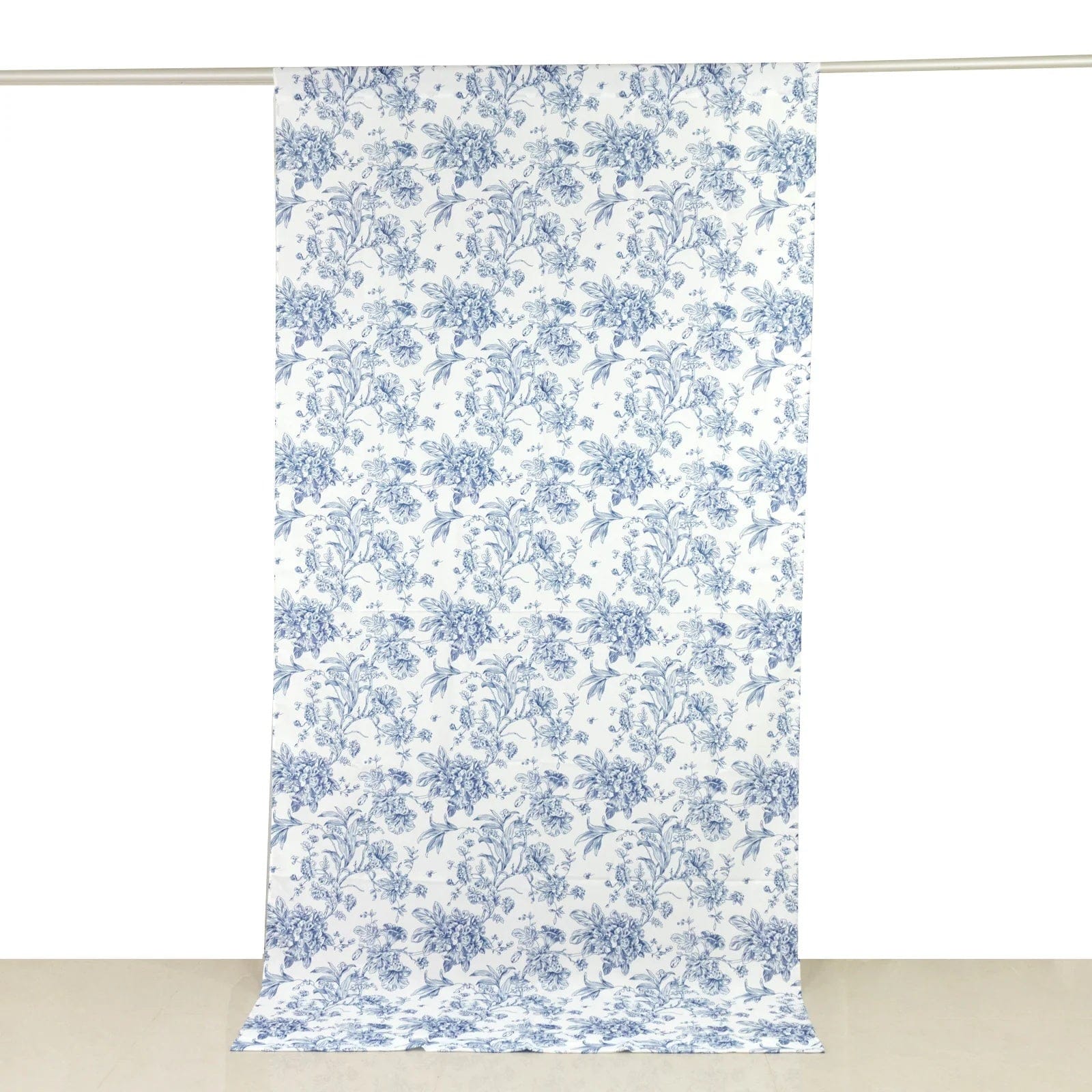 White French Toile Polyester Backdrop Drape Curtain with Rod Pockets