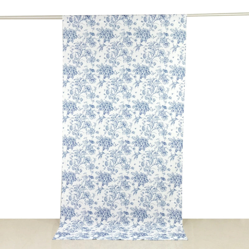 White French Toile Polyester Backdrop Drape Curtain with Rod Pockets