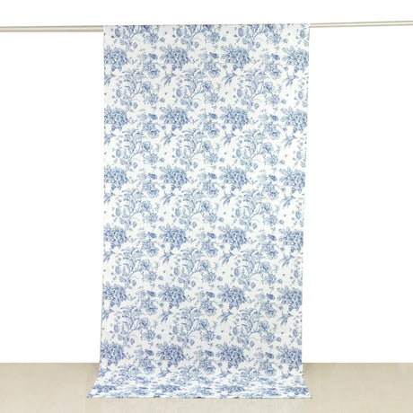 White French Toile Polyester Backdrop Drape Curtain with Rod Pockets
