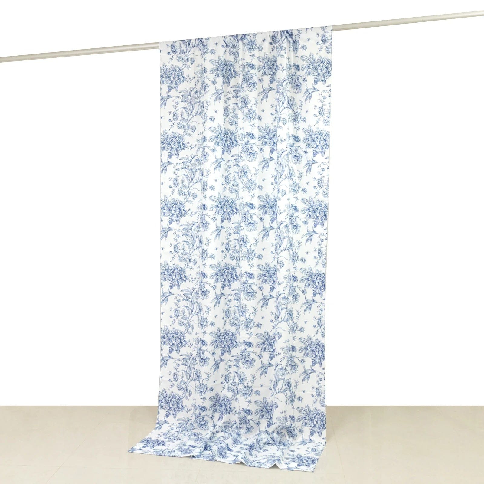 White French Toile Polyester Backdrop Drape Curtain with Rod Pockets