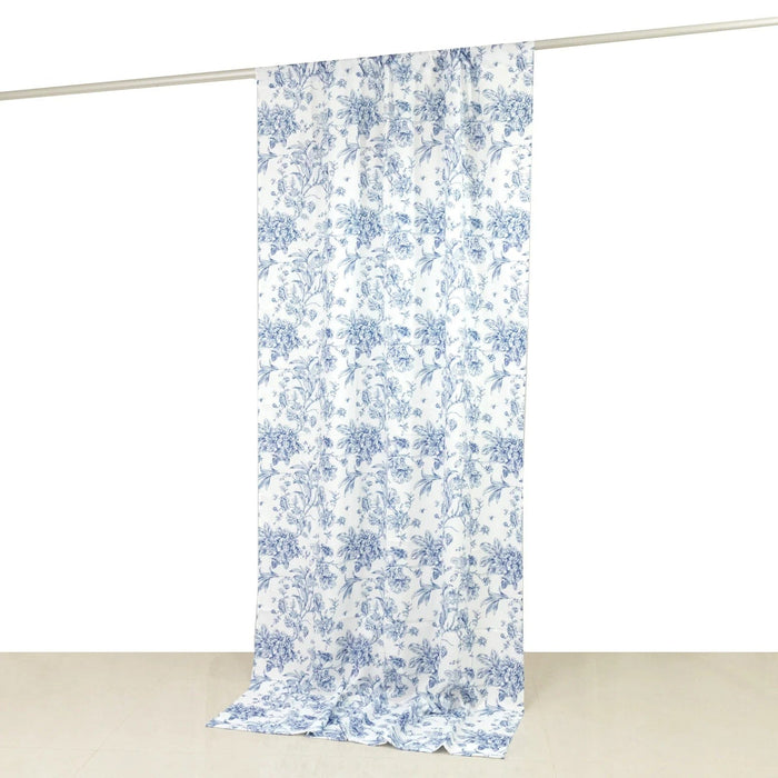 White French Toile Polyester Backdrop Drape Curtain with Rod Pockets