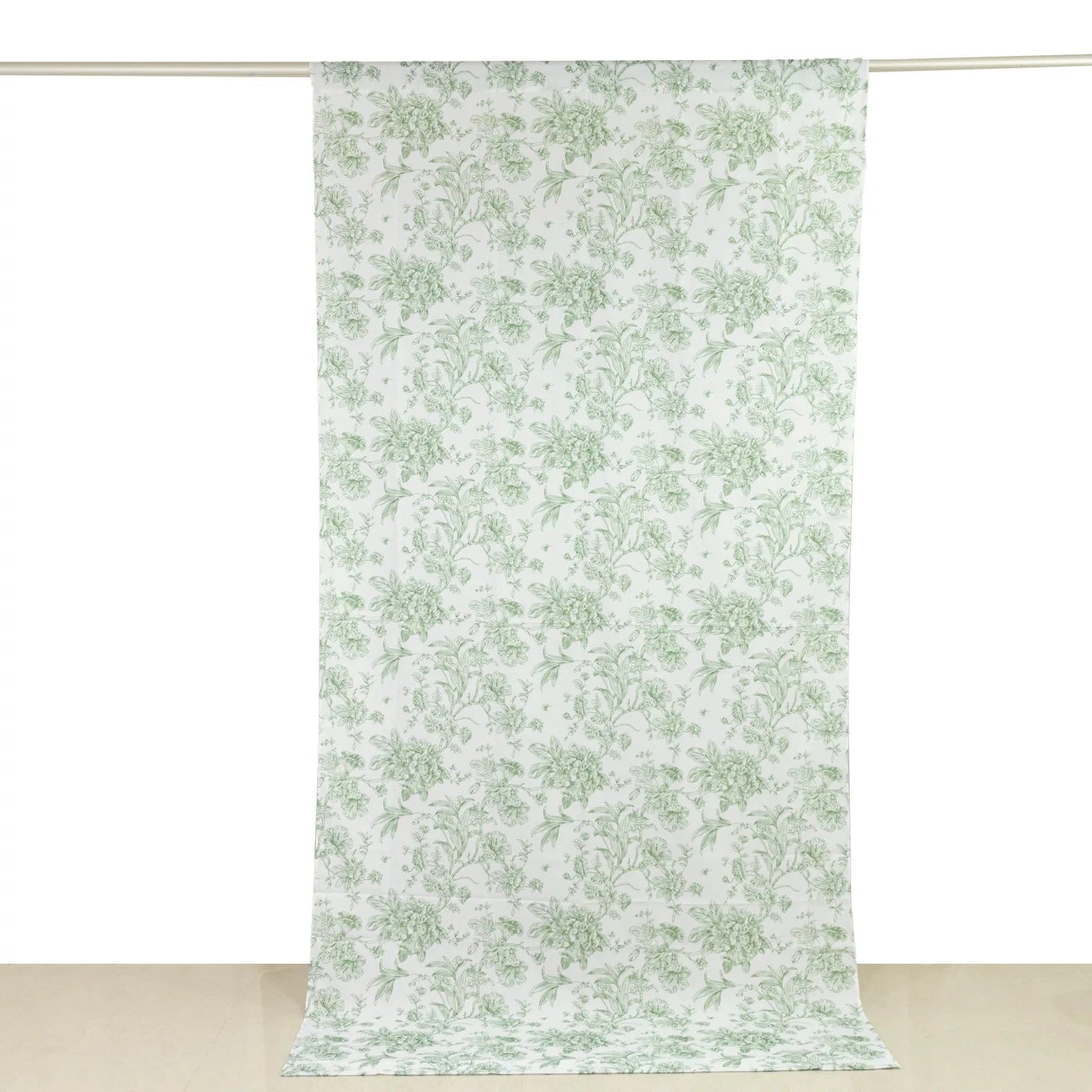 White French Toile Polyester Backdrop Drape Curtain with Rod Pockets