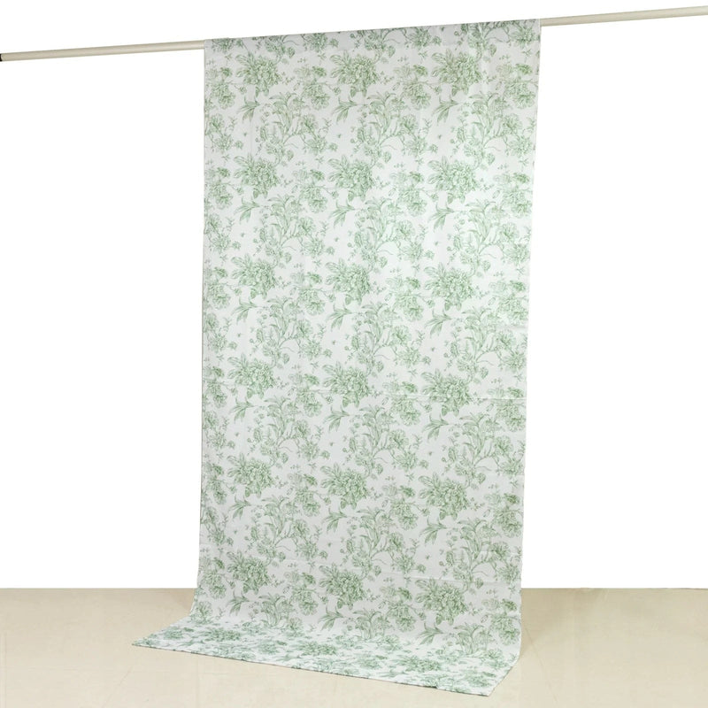 White French Toile Polyester Backdrop Drape Curtain with Rod Pockets