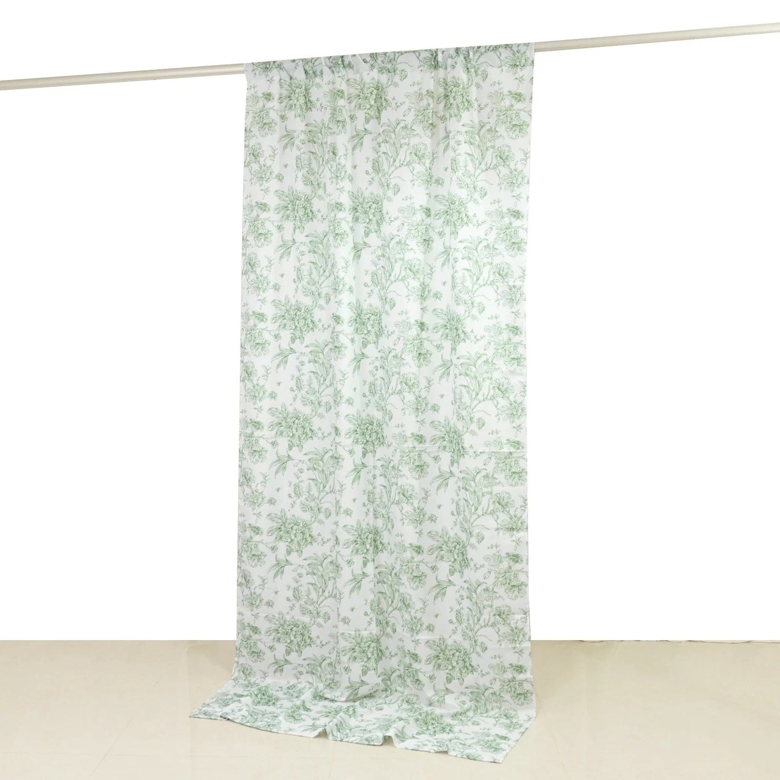White French Toile Polyester Backdrop Drape Curtain with Rod Pockets