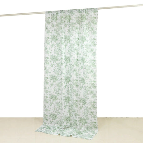 White French Toile Polyester Backdrop Drape Curtain with Rod Pockets
