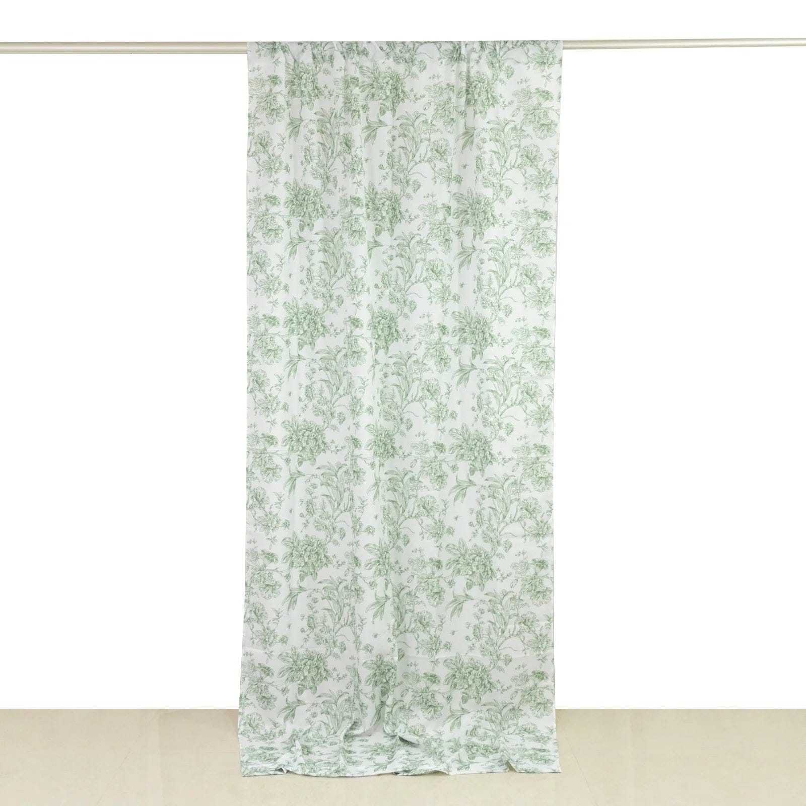 White French Toile Polyester Backdrop Drape Curtain with Rod Pockets CUR_PANPOLY_FLORFT_5X10_DSG