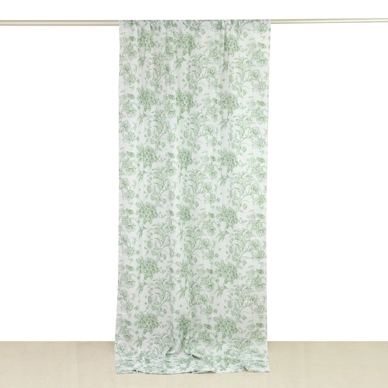 White French Toile Polyester Backdrop Drape Curtain with Rod Pockets CUR_PANPOLY_FLORFT_5X10_DSG