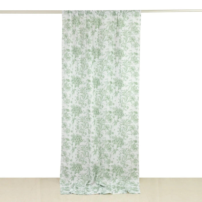White French Toile Polyester Backdrop Drape Curtain with Rod Pockets CUR_PANPOLY_FLORFT_5X10_DSG