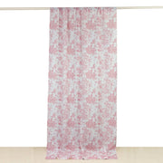 White French Toile Polyester Backdrop Drape Curtain with Rod Pockets CUR_PANPOLY_FLORFT_5X10_PINK