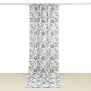 White French Toile Polyester Backdrop Drape Curtain with Rod Pockets CUR_PANPOLY_FLORFT_5X12_BLK