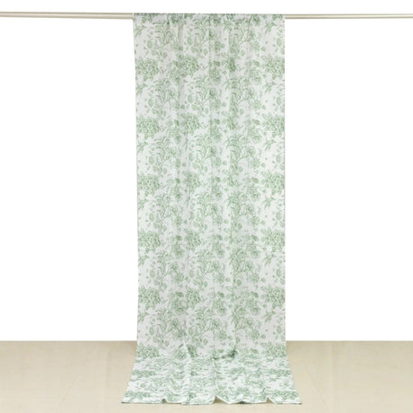 White French Toile Polyester Backdrop Drape Curtain with Rod Pockets CUR_PANPOLY_FLORFT_5X12_DSG