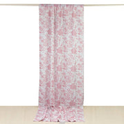 White French Toile Polyester Backdrop Drape Curtain with Rod Pockets CUR_PANPOLY_FLORFT_5X12_PINK