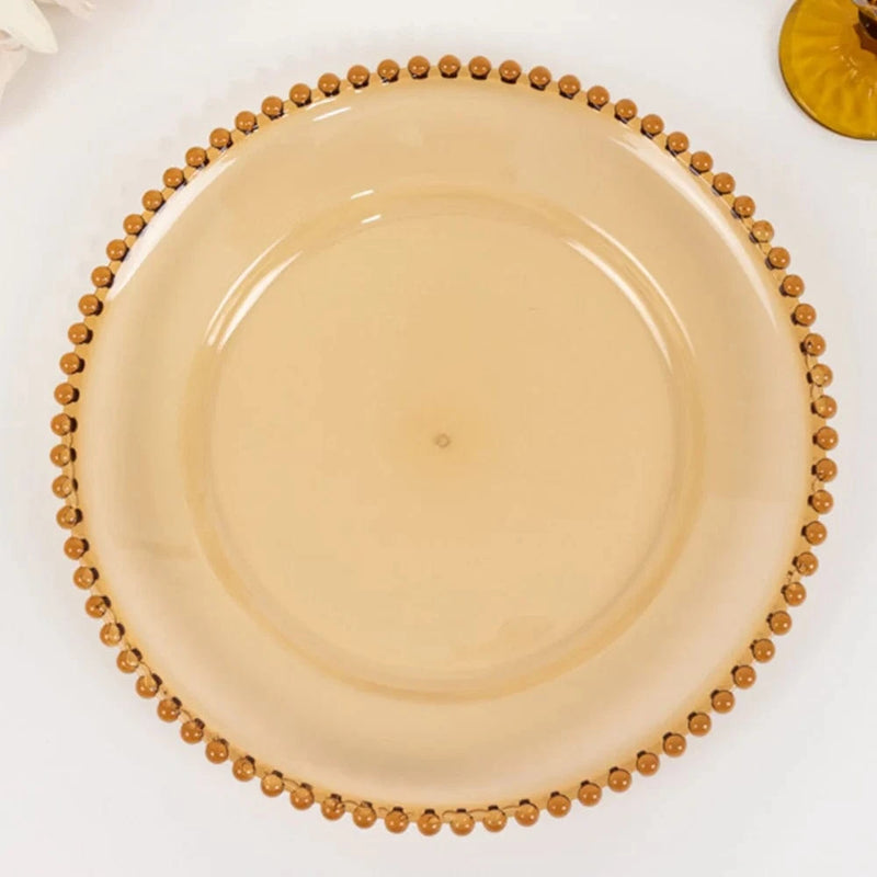 6 pcs 13" Round Beaded Rim Charger Plates