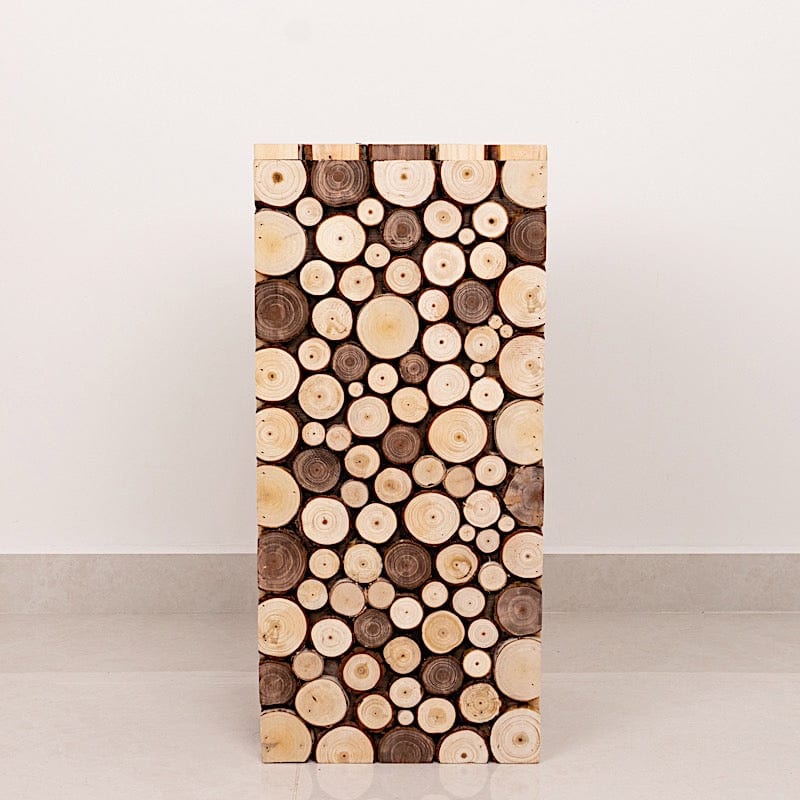 Wooden Slices Pillar Prop Pedestal Stand - Natural