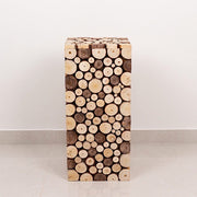 Wooden Slices Pillar Prop Pedestal Stand - Natural